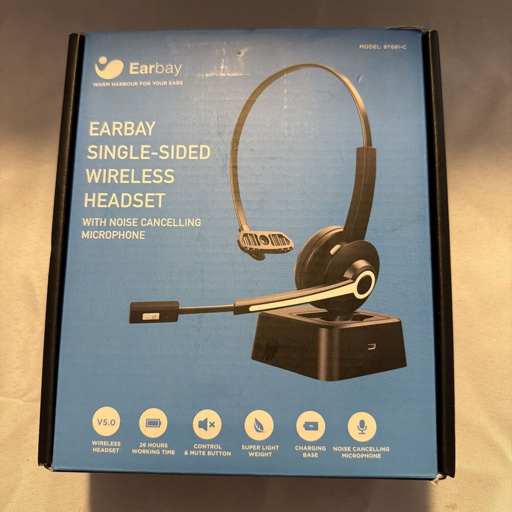 Earbay Wireless Headset BT681-C Noise Cancelling Headphone with Mic NEW IN BOX